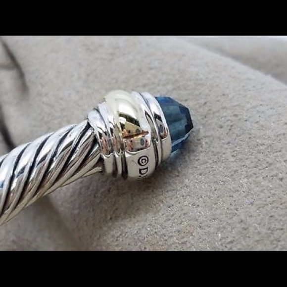 David Yurman 5mm Blue Topaz & Gold Bracelet - Picture 4 of 4